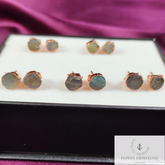 Raw Labradorite Stud Earrings, Rose Gold Plated Stud Earring, Labradorite Jewelry, Healing Gemstone Stud Earrings, Labradorite Earrings